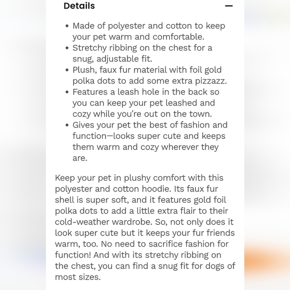 NWT FRISCO Plush Fur Dog Hoodie Ivory White with Gold Specks size X-Large - Picture 13 of 14